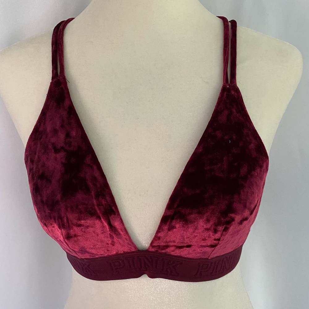 Maroon PINK Velvet Bralette